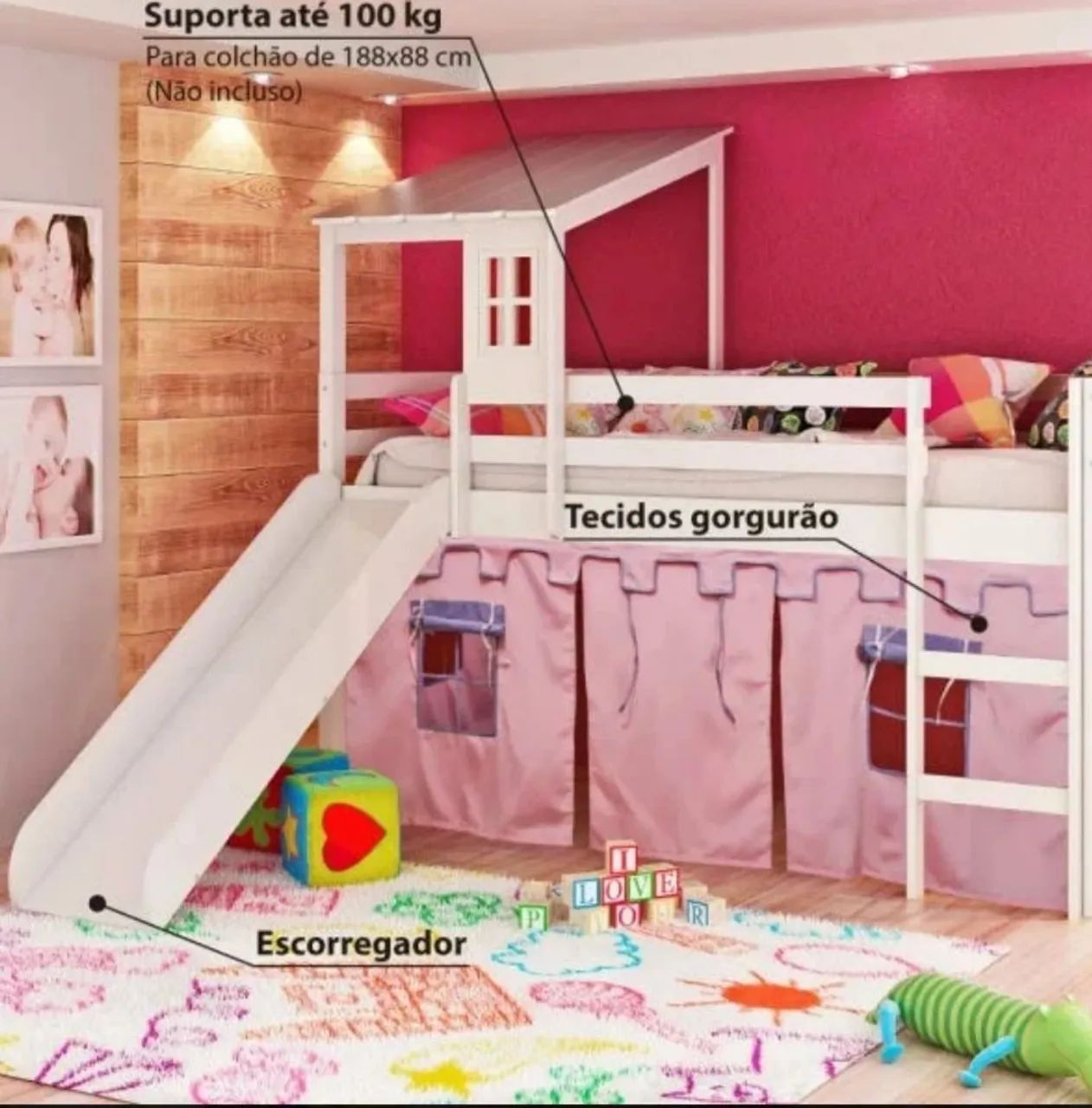 Cama infantil (casa tema) casinha. - Foto 2