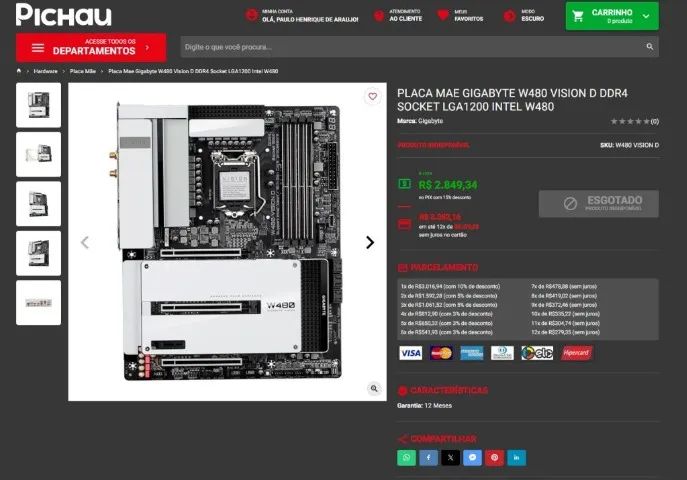 Placa Mãe W480 Vision da Gigabyte (Melhor que Z590 Vision) LGA 1200 - Hi-End Premiun Gamer