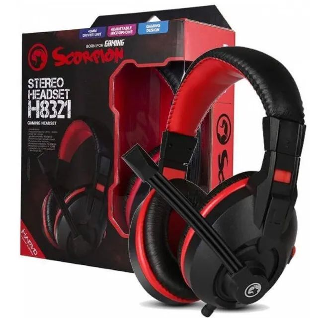 PRONTA ENTREGA | Fone Headset Gamer Marvo Scorpion P2 Preto c/ Vermelho