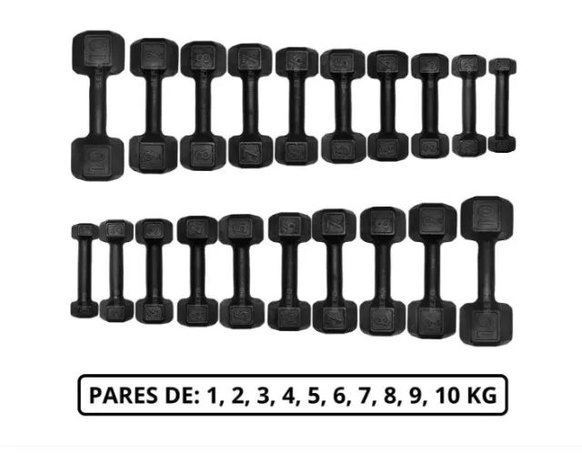 Kit Halter Sextavado de ferro fundido pintado em preto de 1kg até 10kg, Pronta entrega!! - Foto 4