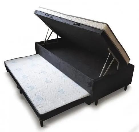 Cama Box Baú Solteirão com Auxiliar Espuma 