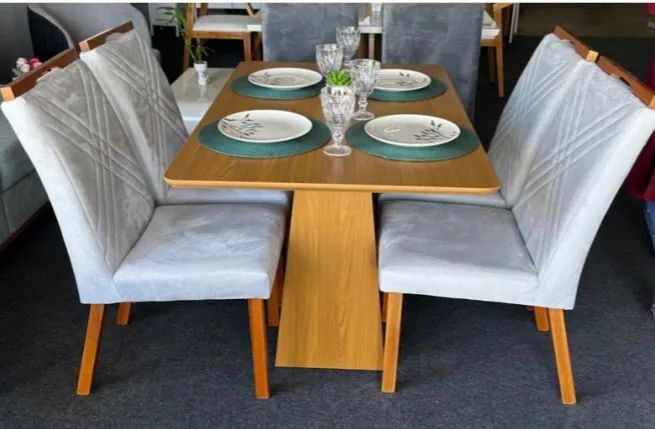 Mesa de jantar 120x80 sem vidro cadeiras em madeira maciça 