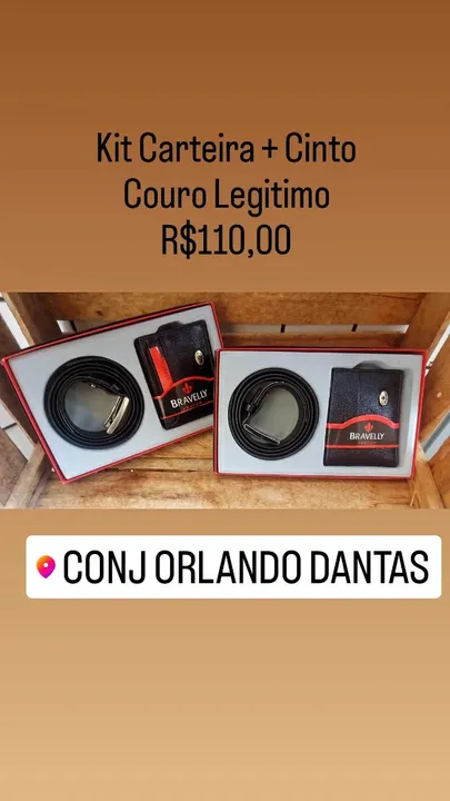 Kit Carteira e Cinto em Couro Legitimo