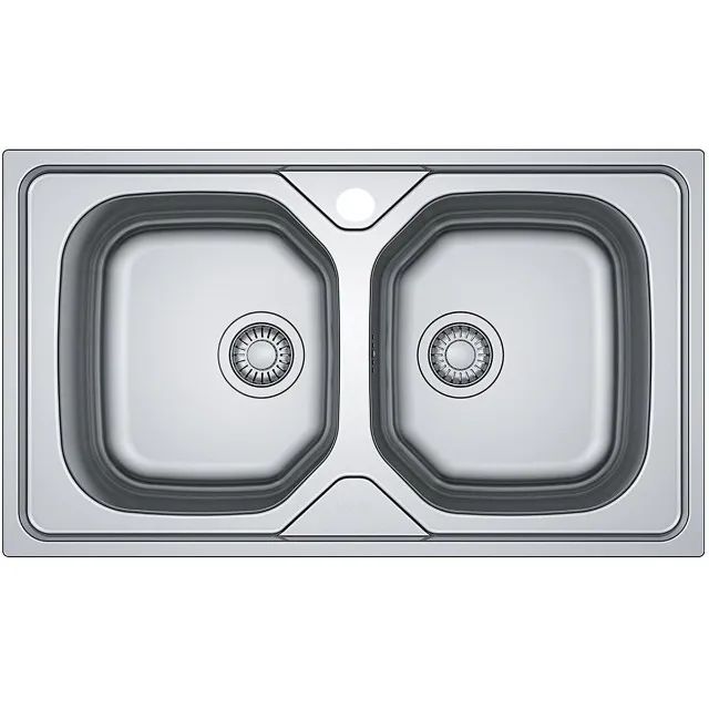 Cuba dupla em aço inox escovado com furo para misturador. Nova na caixa! - Foto 2