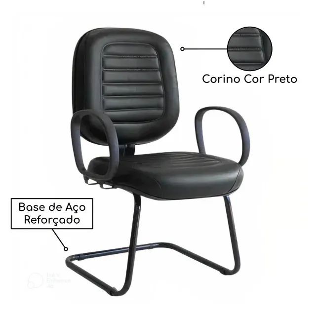 Cadeira Diretor Base em ?S? Preta com Braço Corsa Conforto Ergonômico Modelo 30300 - Foto 2