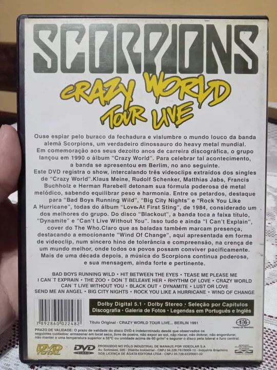 Dvd da Banda Scorpions Crazy World Tour Live  - Foto 2