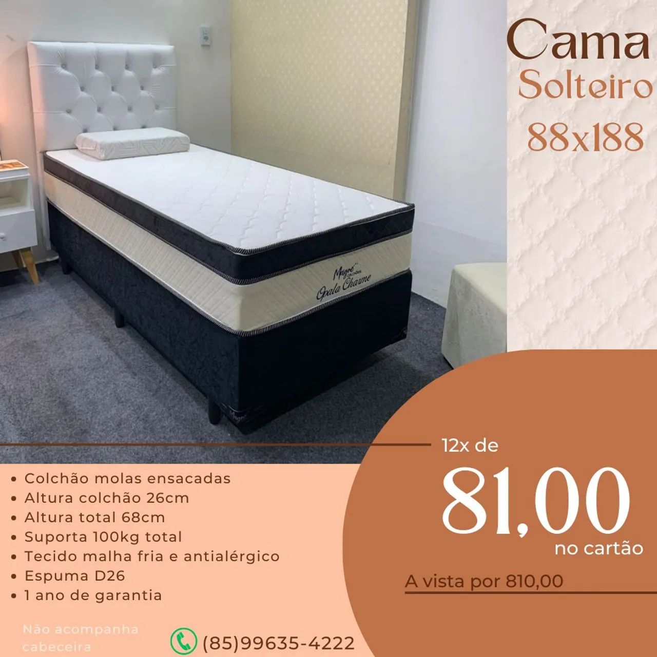 CAMA BOX SOLTEIRO 88X188  - Foto 2