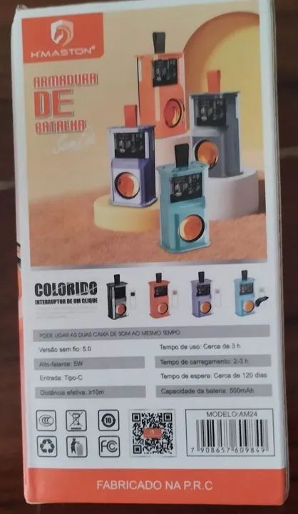 Caixa de Som Bluetooth H'MASTON AM24 - Sem Fio - 5W - Luz RGB - Foto 2