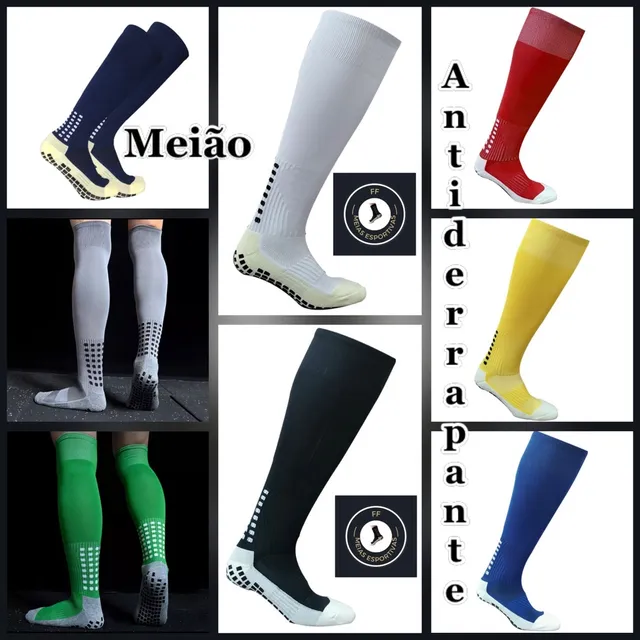 Meia Antiderrapante Futebol Esportivo Profissional Meião Tipo Trusox Pro  Soccer Prosocks Cano Médio - Laranja