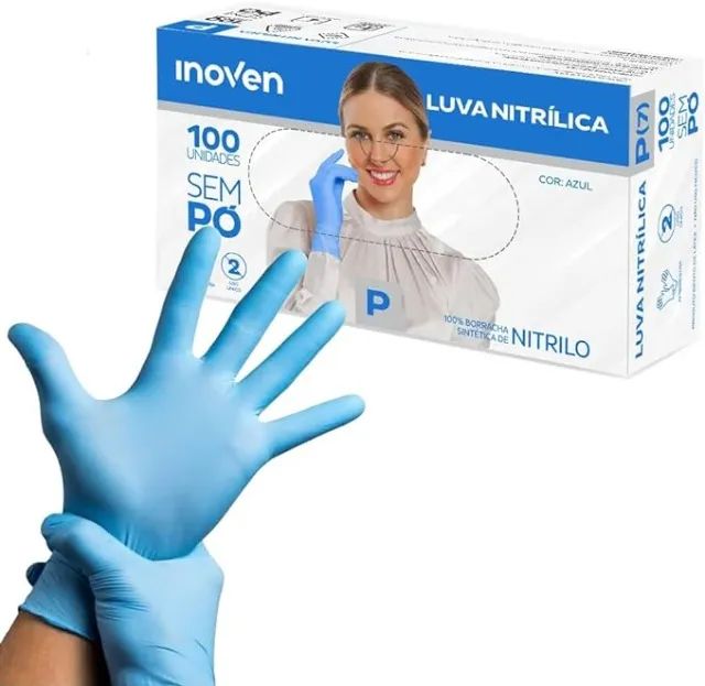 Luva Nitrílica cor Azul - Peq, Med e Gr. R$ 21,90 - Foto 3
