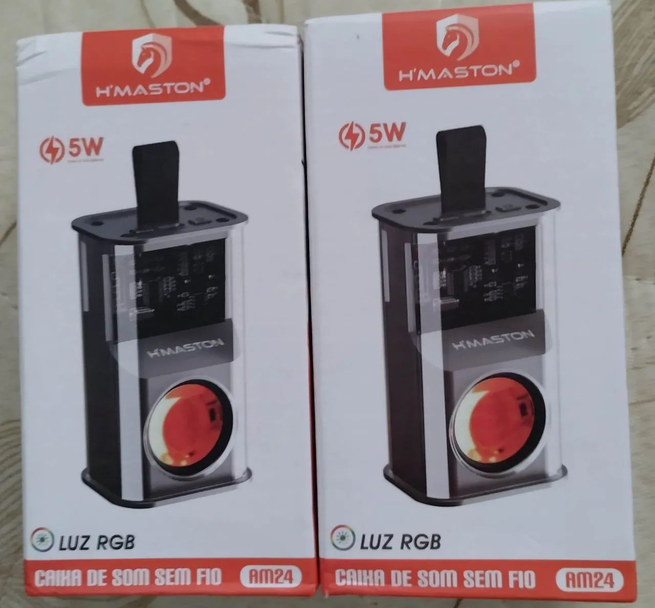 Caixa de Som Bluetooth H'MASTON AM24 - Sem Fio - 5W - Luz RGB