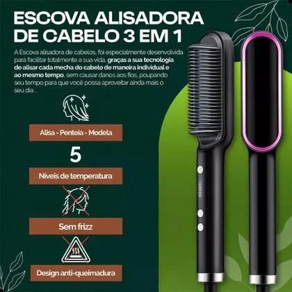 ESCOVA ALISADORA 3 EM 1 "PAGUE SÓ NA ENTREGA" - Foto 2