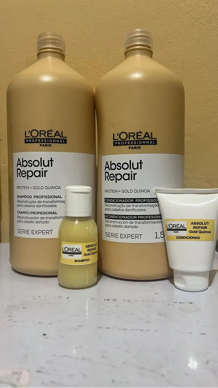 Kit shampoo e cond Loreal Gold Quinoa 60ml cada 