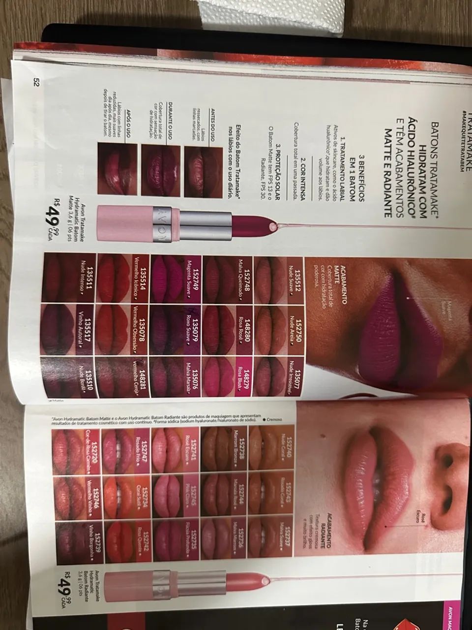 Batom Avon, hydramatic diversas cores e acabamentos