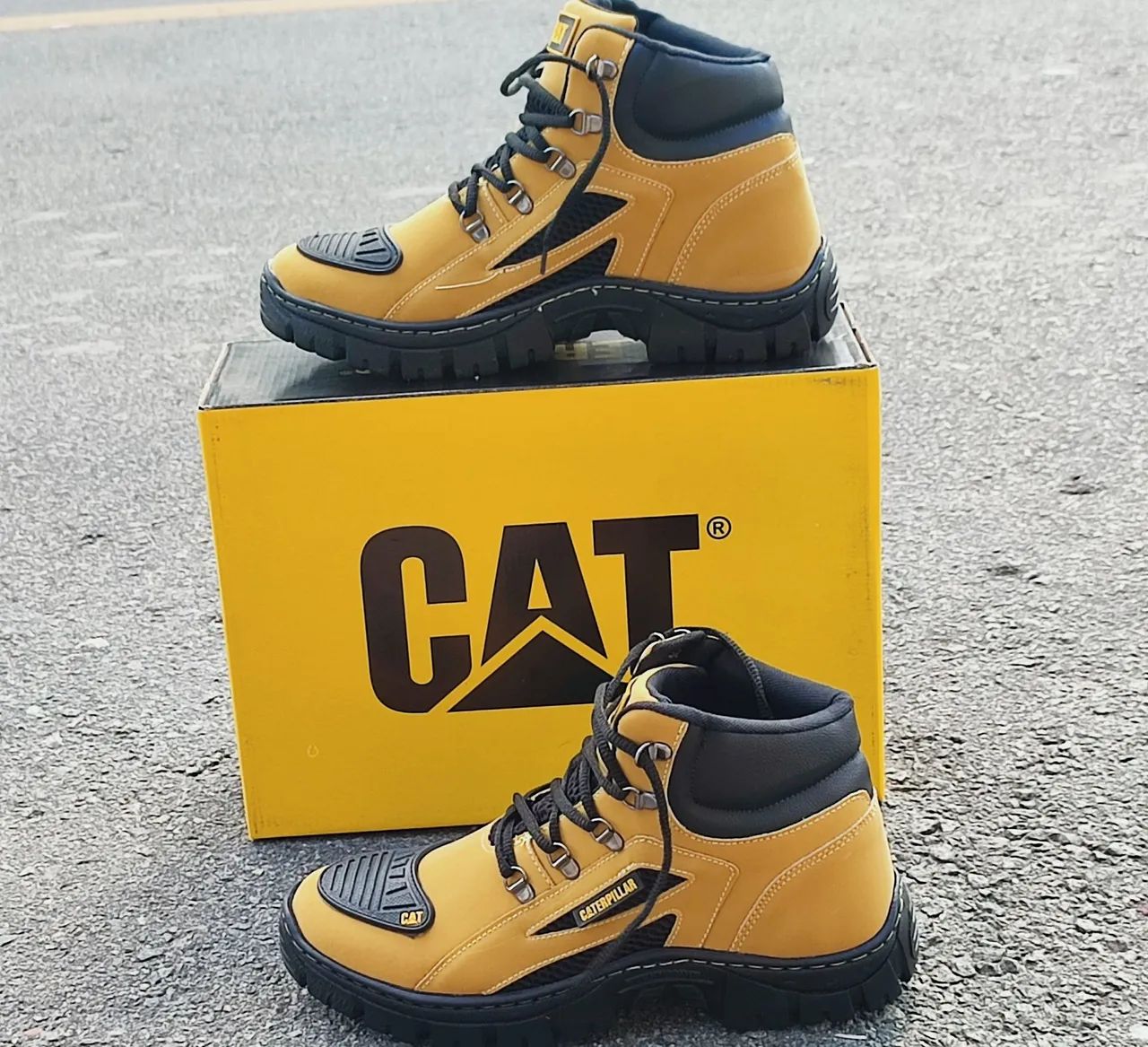 Bota Masculina Bota Caterpillar Amarela Original Bota Caterpillar