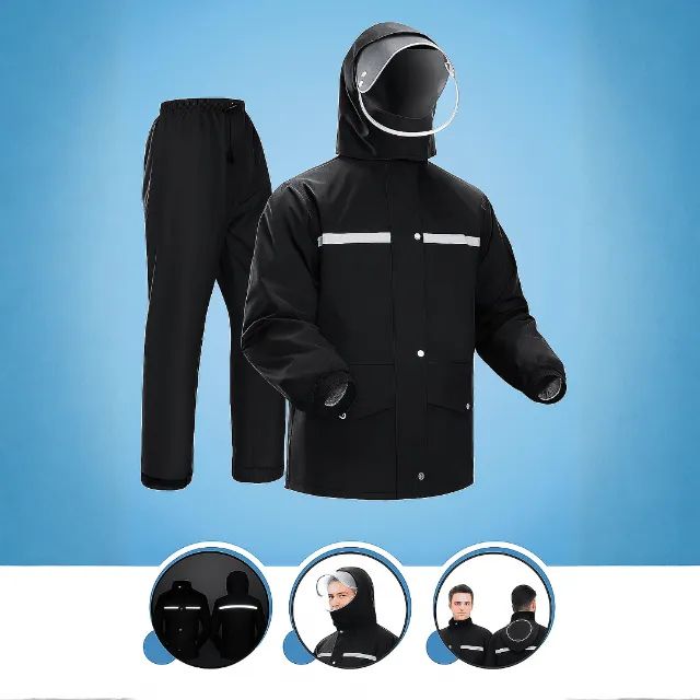 Capa de Chuva Impermeável Para Motoqueiro pvc C/ Capuz e Viseira XGG