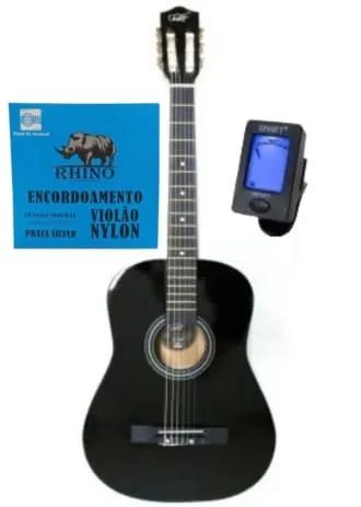Violão Nylon Mxt 38c + Encordoamento Nylon + Afinador 