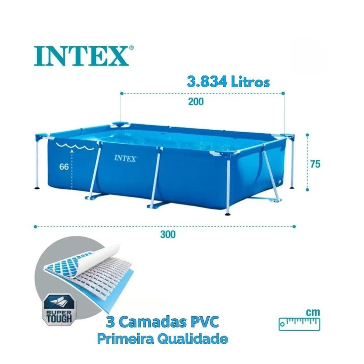 Piscina Retangular Intex 3.834L - 300x200x75cm - Foto 2