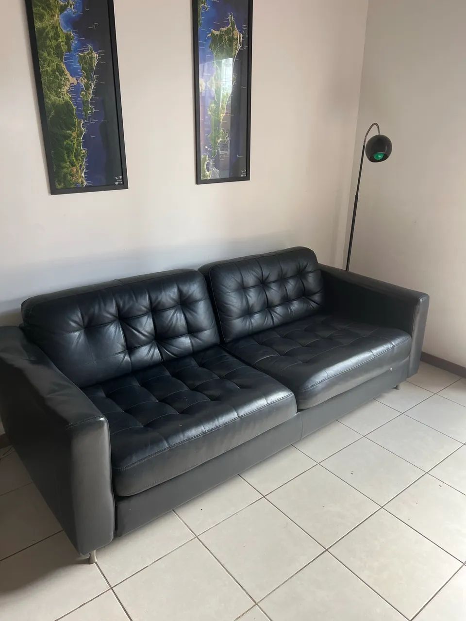 Sofá de couro preto - Foto 3