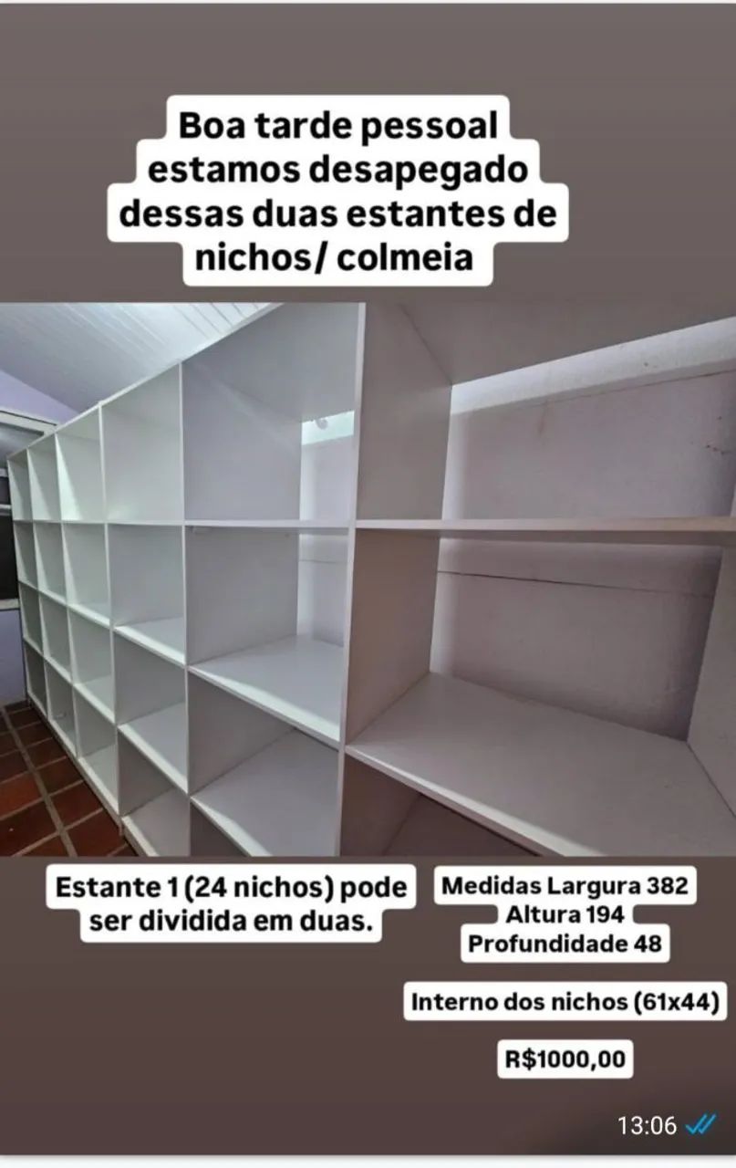 Estante de nichos 24 divisórias - branca