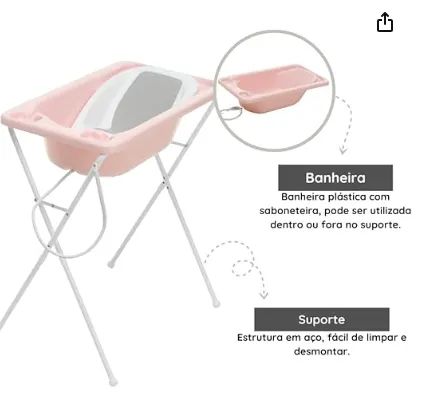 Banheira Bebê Plastica Acqua Trio Rosa Perola - Nunca usada - Foto 4