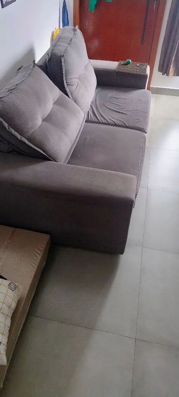Sofá 3 lugares retrátil, cor cinza. - Foto 2