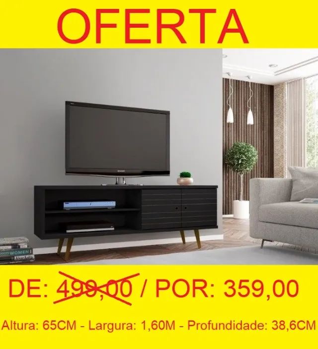 Rack duas portas com ampla prateleira seu design é perfeito para salas retrô