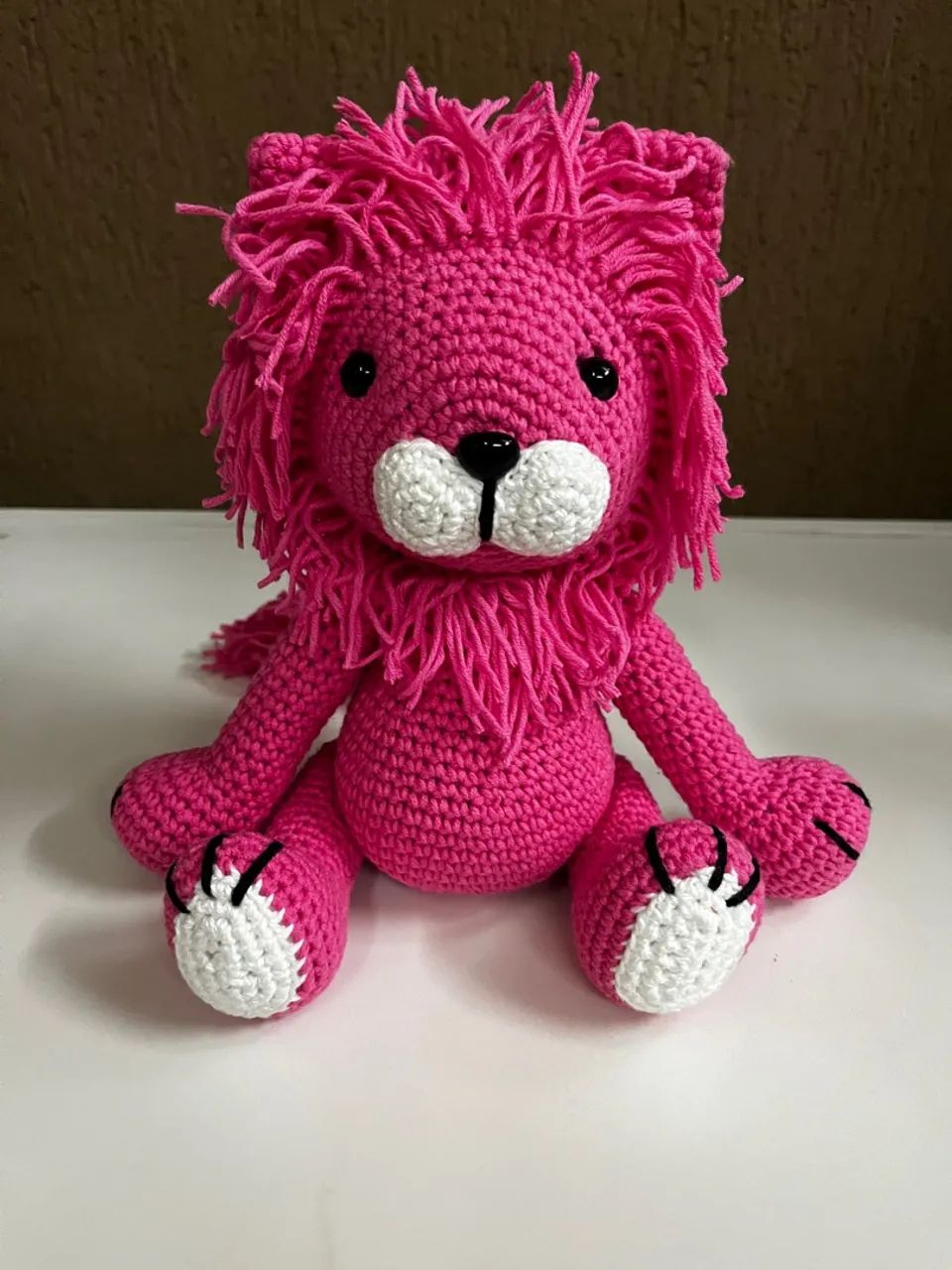 Leão Rosa em Crochê Amigurumi Bichinho de Pelúcia Leãozinho - Foto 2