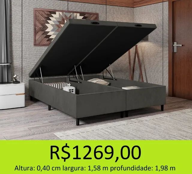 Base box baú Queen com excelente resistencia  - Foto 3