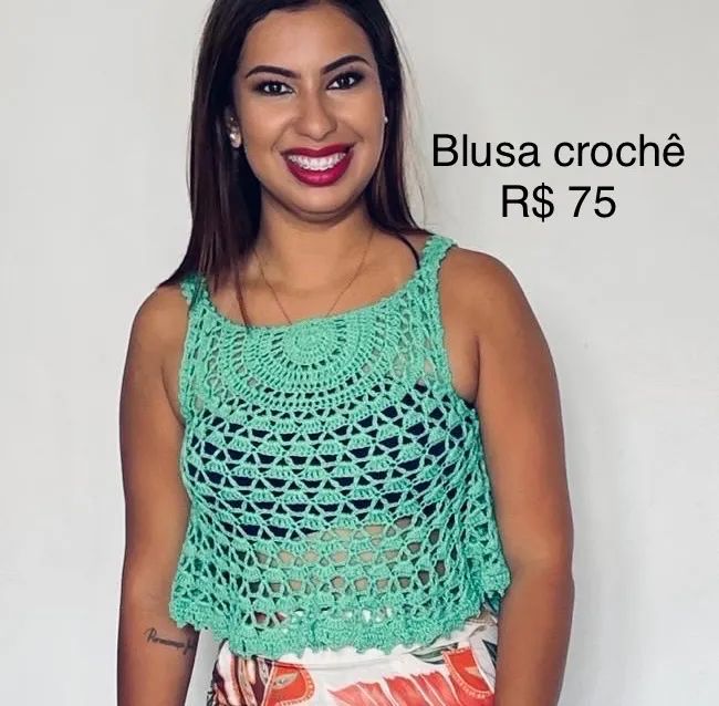 Blusa crochê tamanho único 