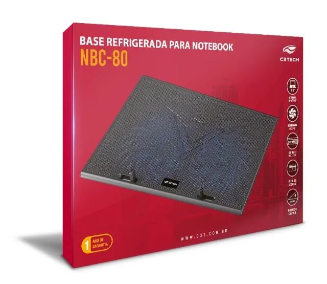 BASE PARA NOTEBOOK ATÉ 17,3" C3TECH NBC-80BK 2 COOLER 15CM LED AZUL - Foto 5