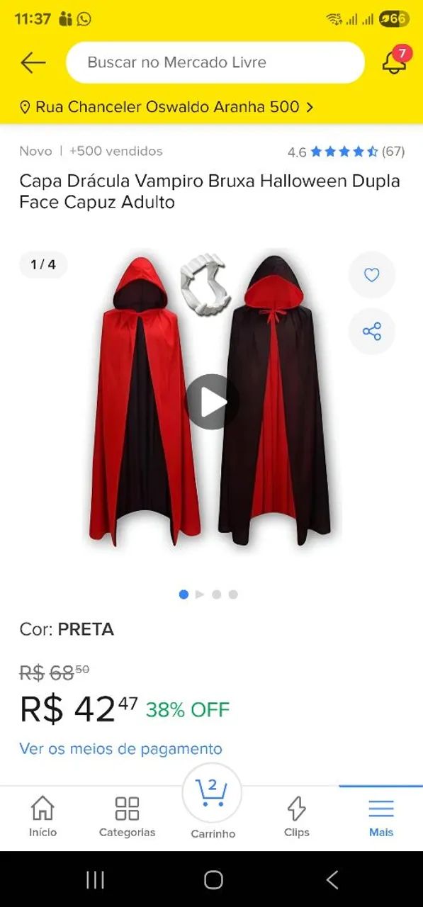 Capa Vampiro (a) halloween