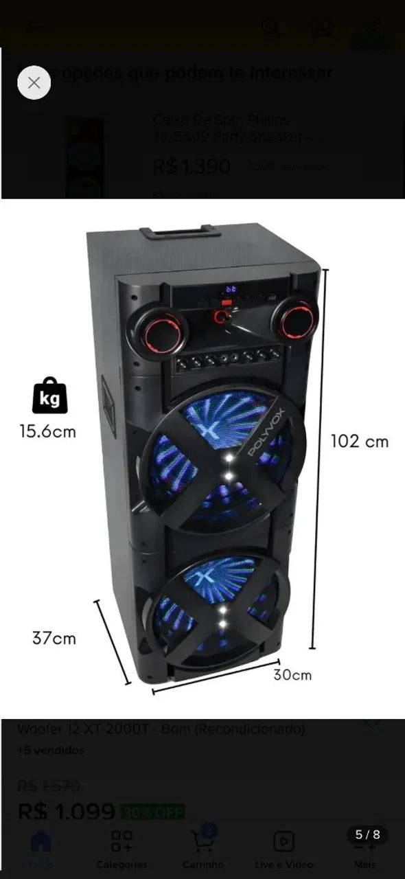 Caixa de som polyvox XT-2000T 