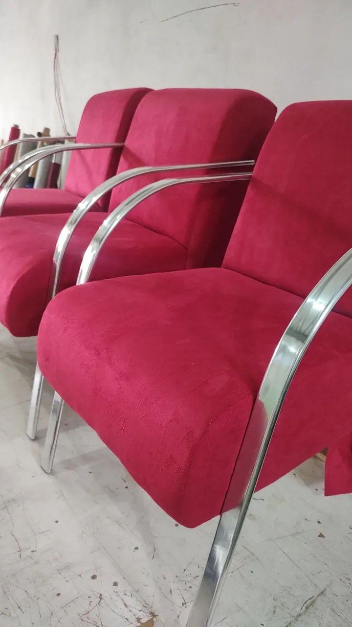 Poltrona decorativa braços de alumínio polido  - Foto 5
