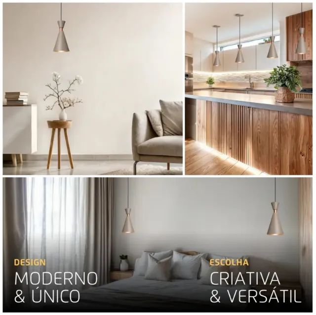Lustre Pendente Luminária Mini Pequim Fendi 24cm Iluminar Ambiente Kit c/ 3 peças - NOVA - Foto 3