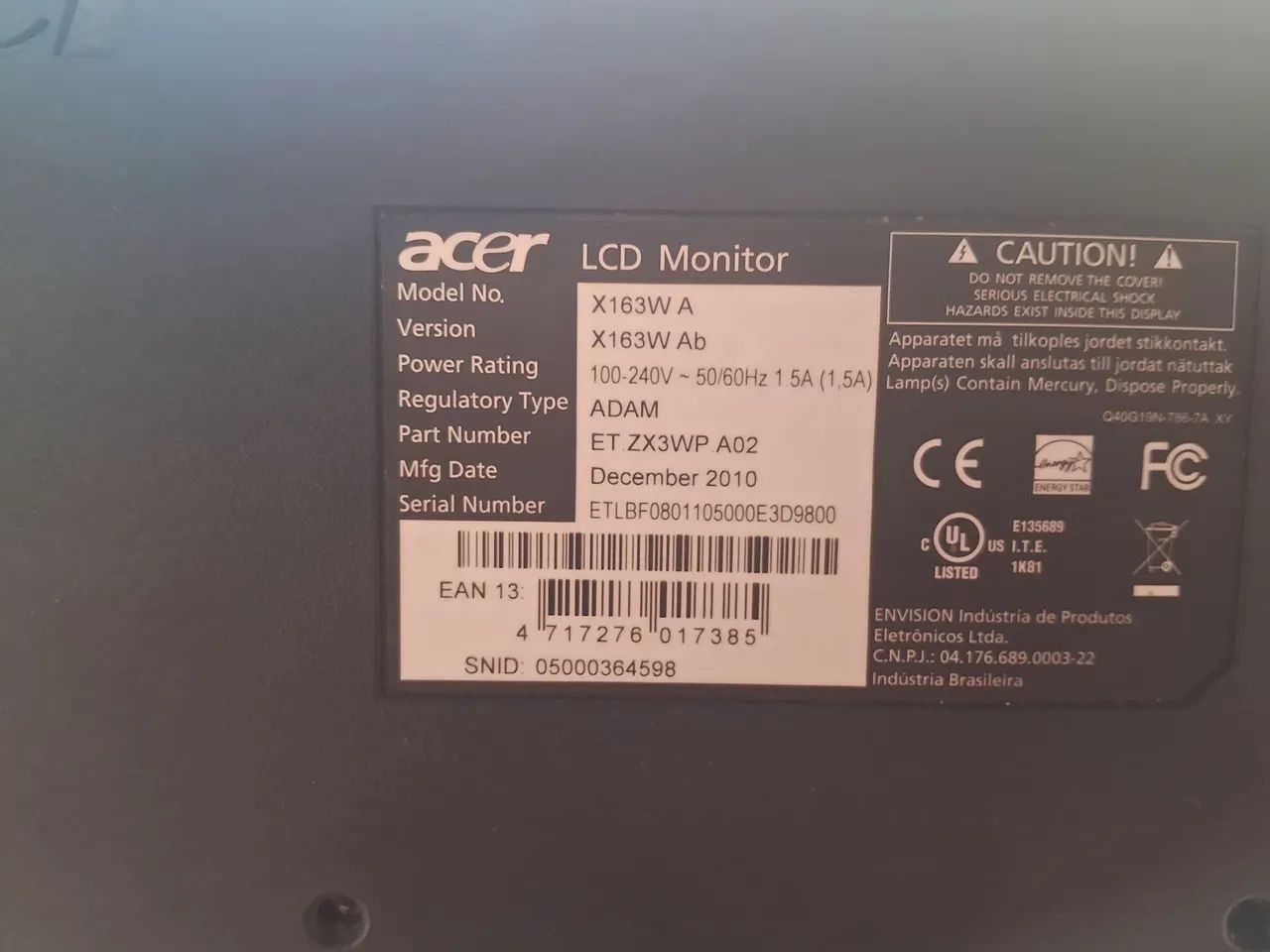 Monitor Acer X163W - Foto 2