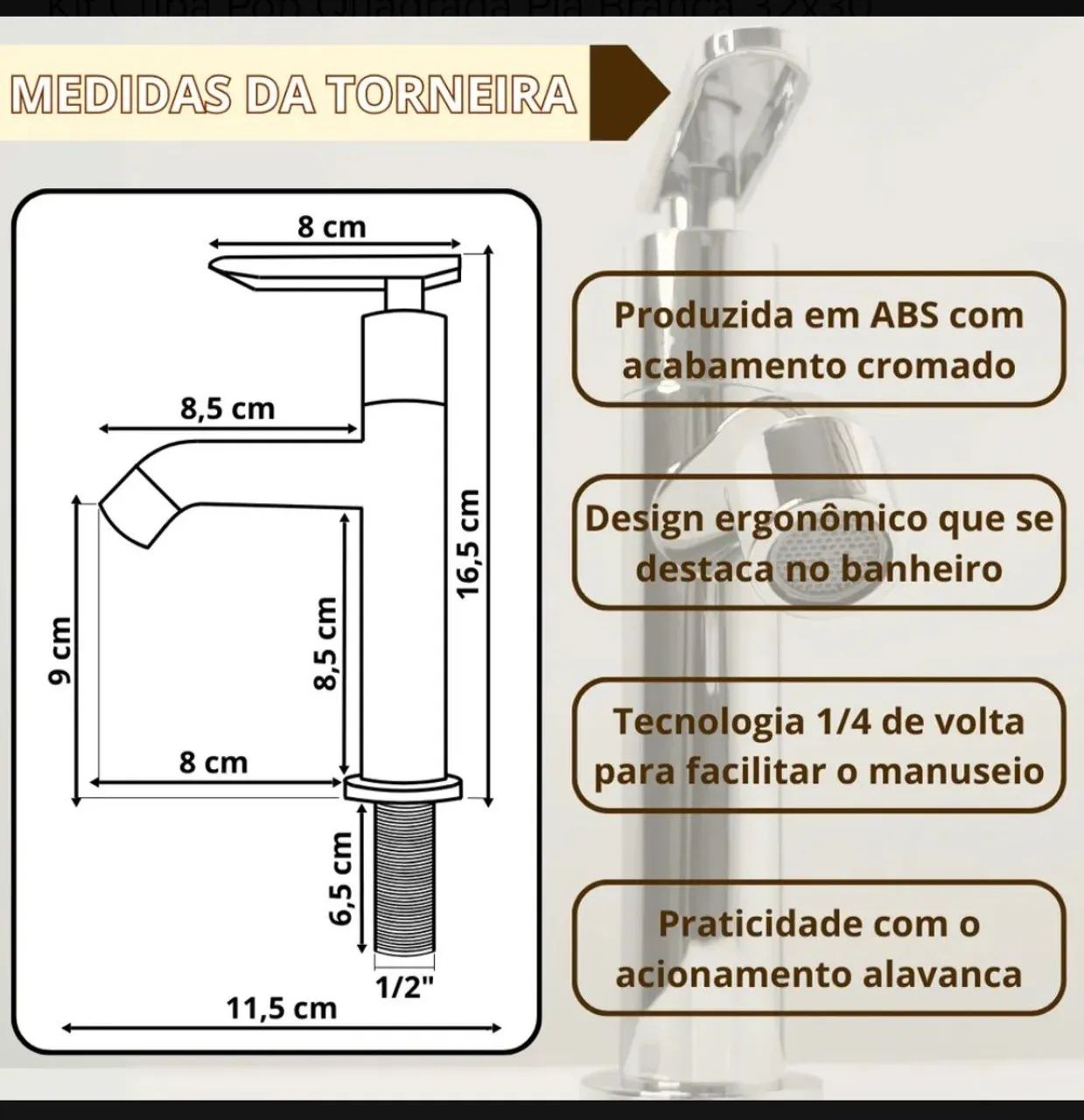 Kit Banheiro Completo: Cuba Pop + Torneira Alta Slim + Válvula (Novo) - Foto 4