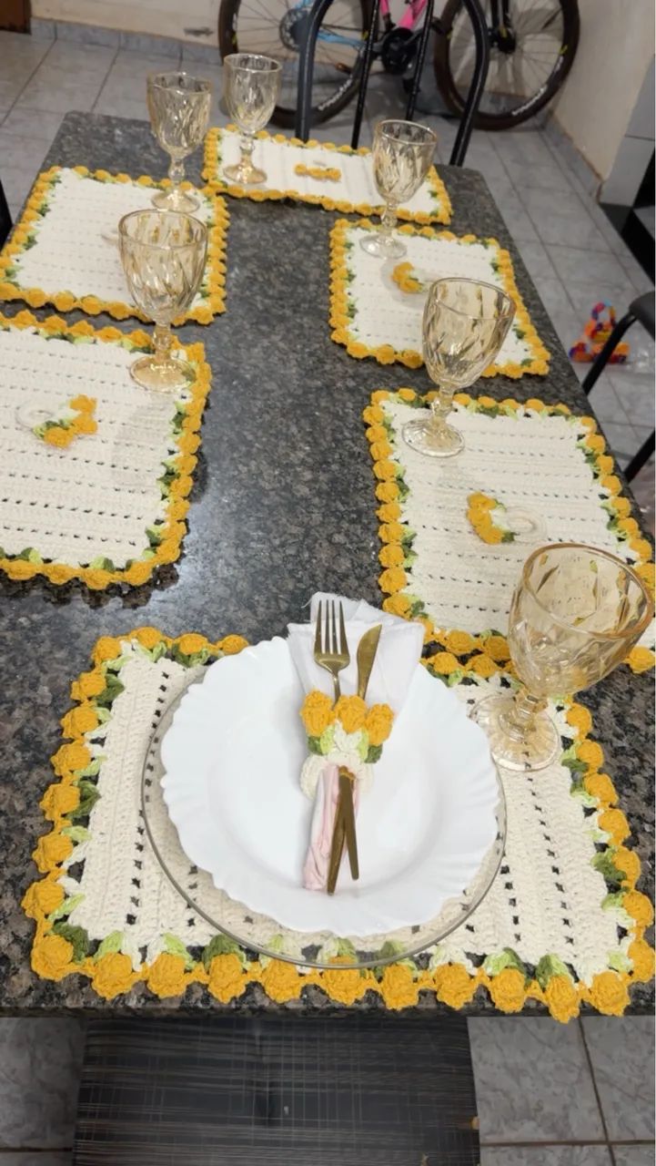 Crochê jogo de mesa 
