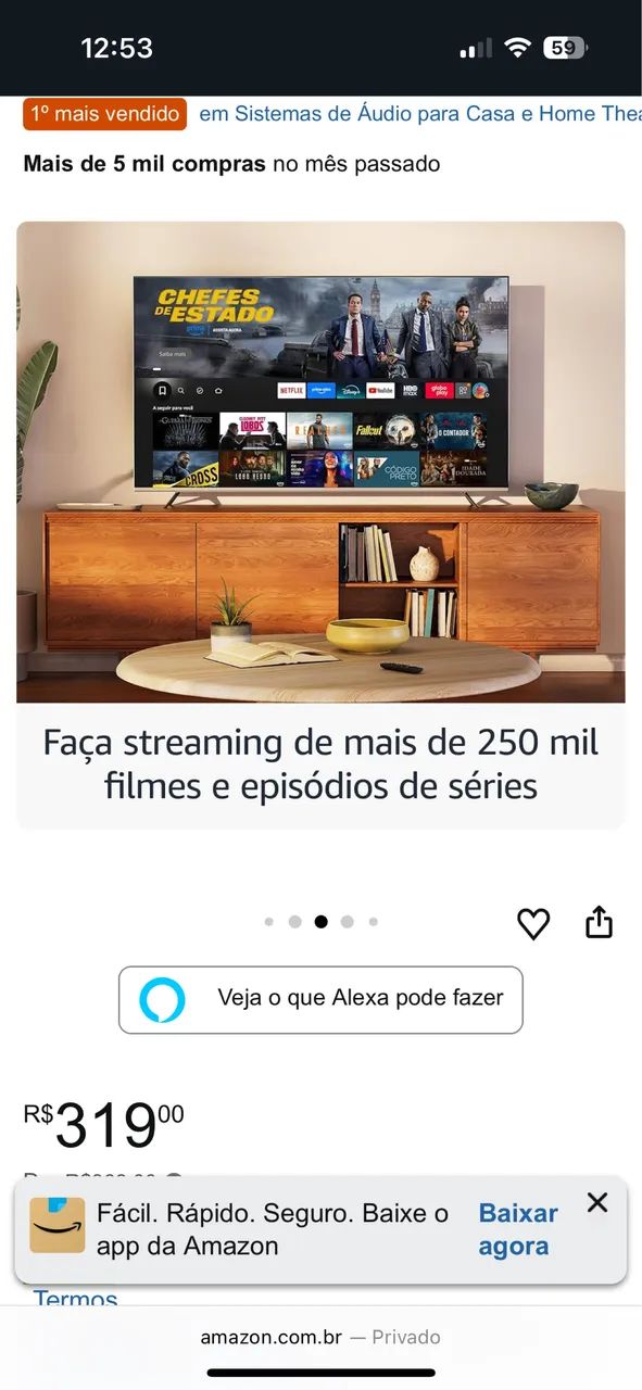Fire TV Stick HD Com controle remoto por voz com Alexa - Foto 4