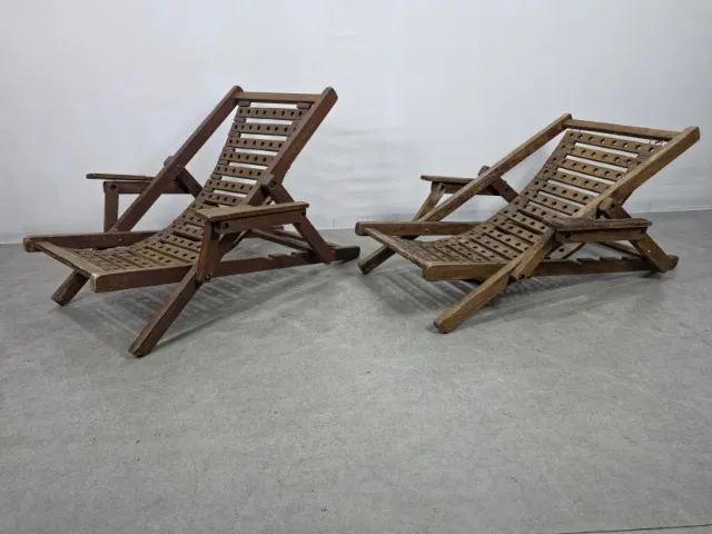 Par de Poltronas dobráveis, confeccionadas em madeira nobre maciça - Foto 3