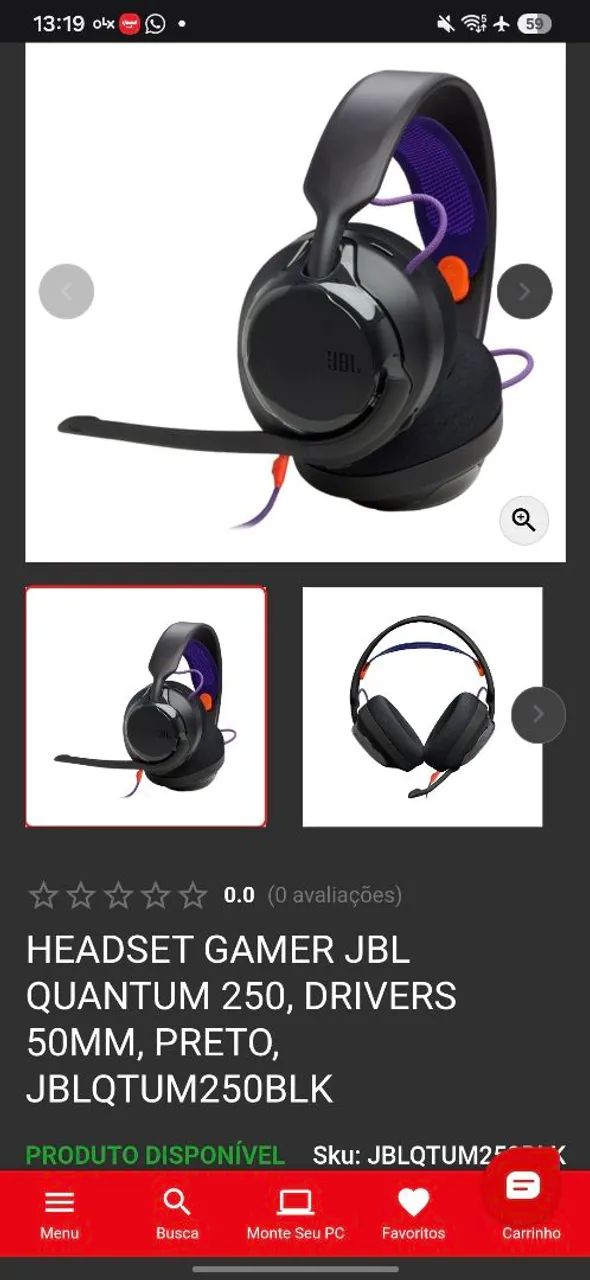 Headset jbl quantum 250