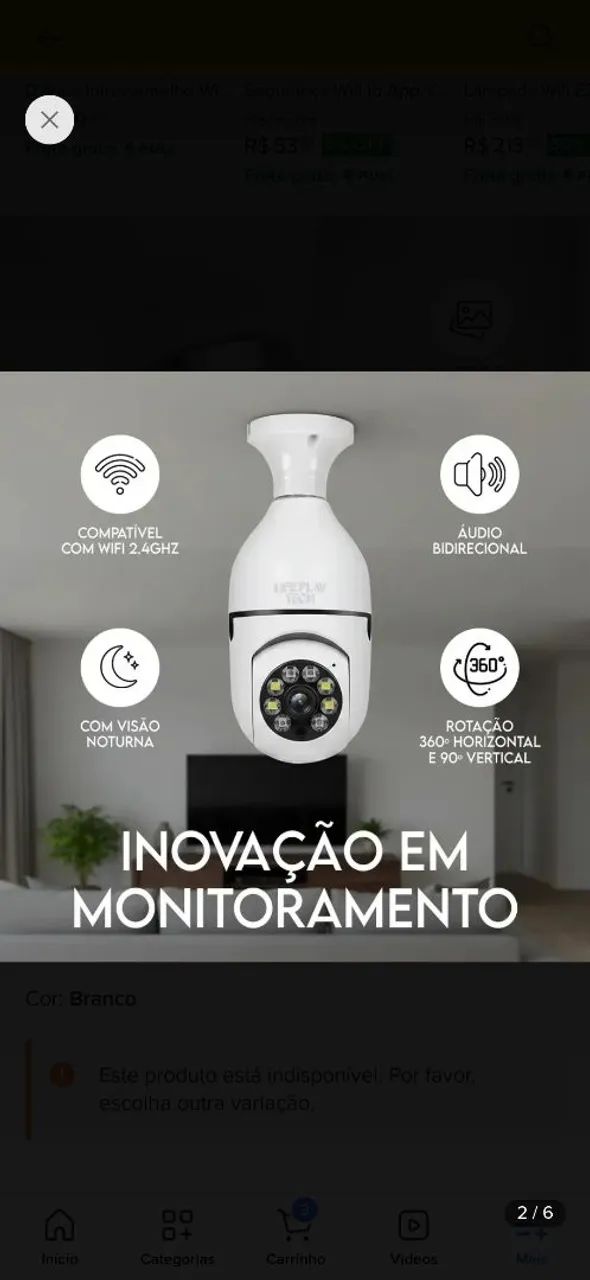 CÂMERA LÂMPADA Wi-Fi 360° - Foto 2