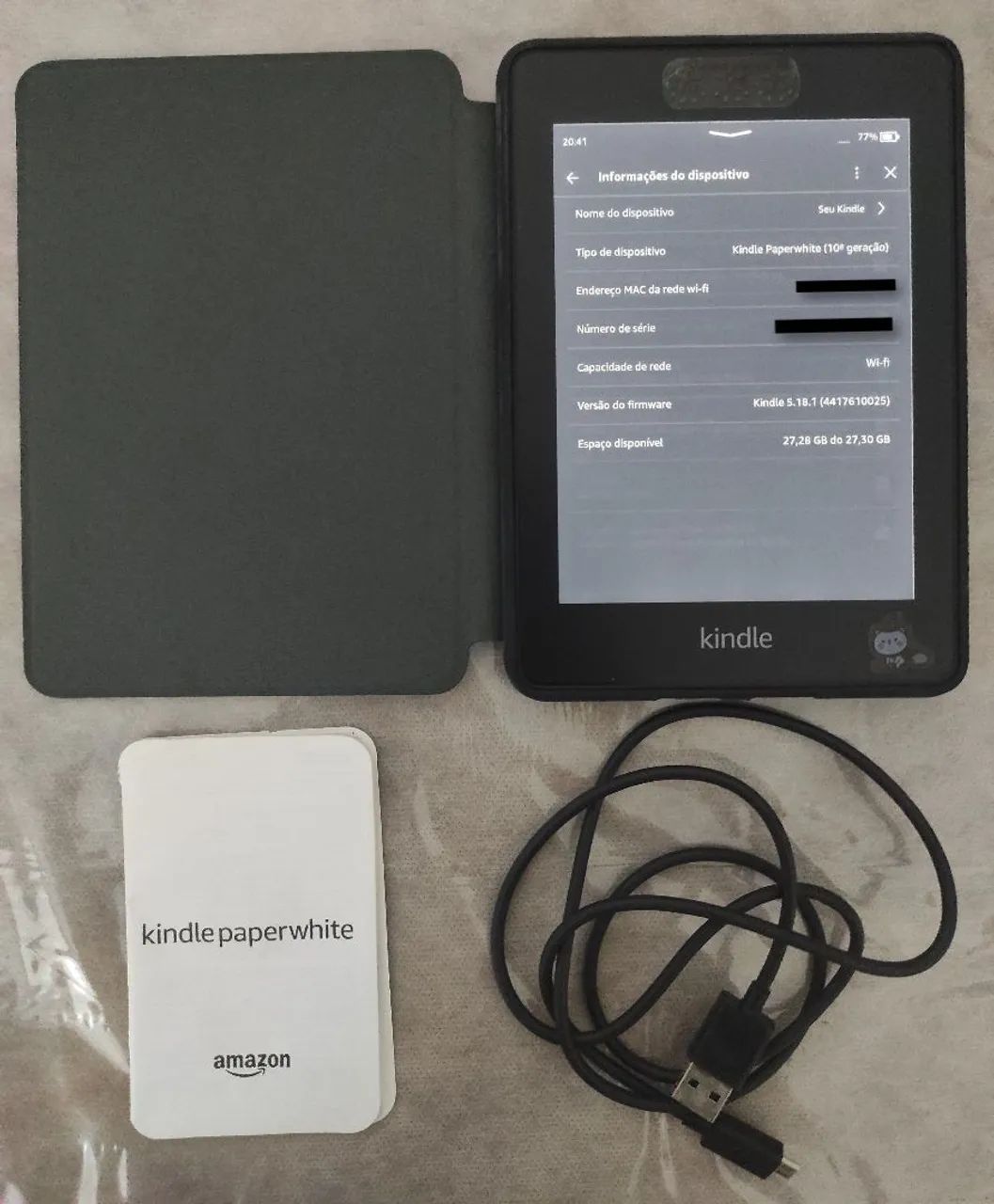 Kindle Paperwhite 10ª Geração 32GB + Capa + Cabo Original