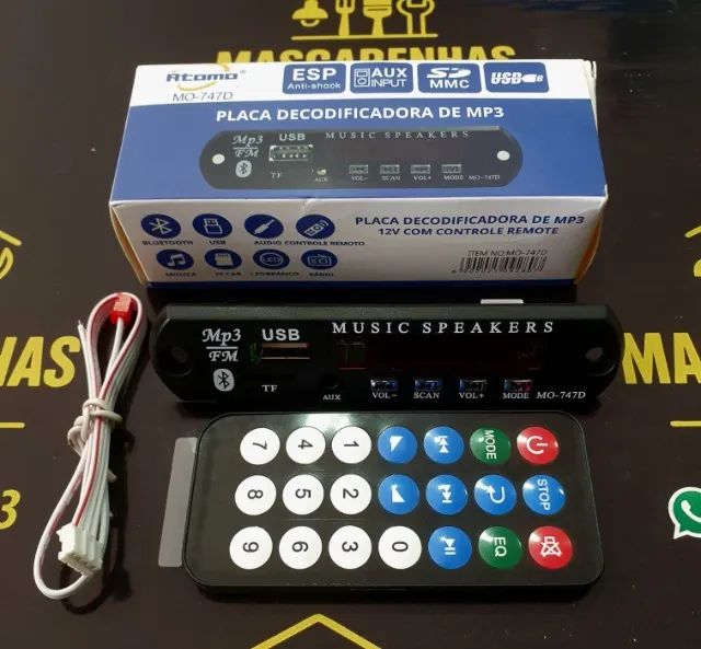 Placa de Som Bluetooth 12v (Rádio, Pendrive, MP3, USB, SD) - Foto 3