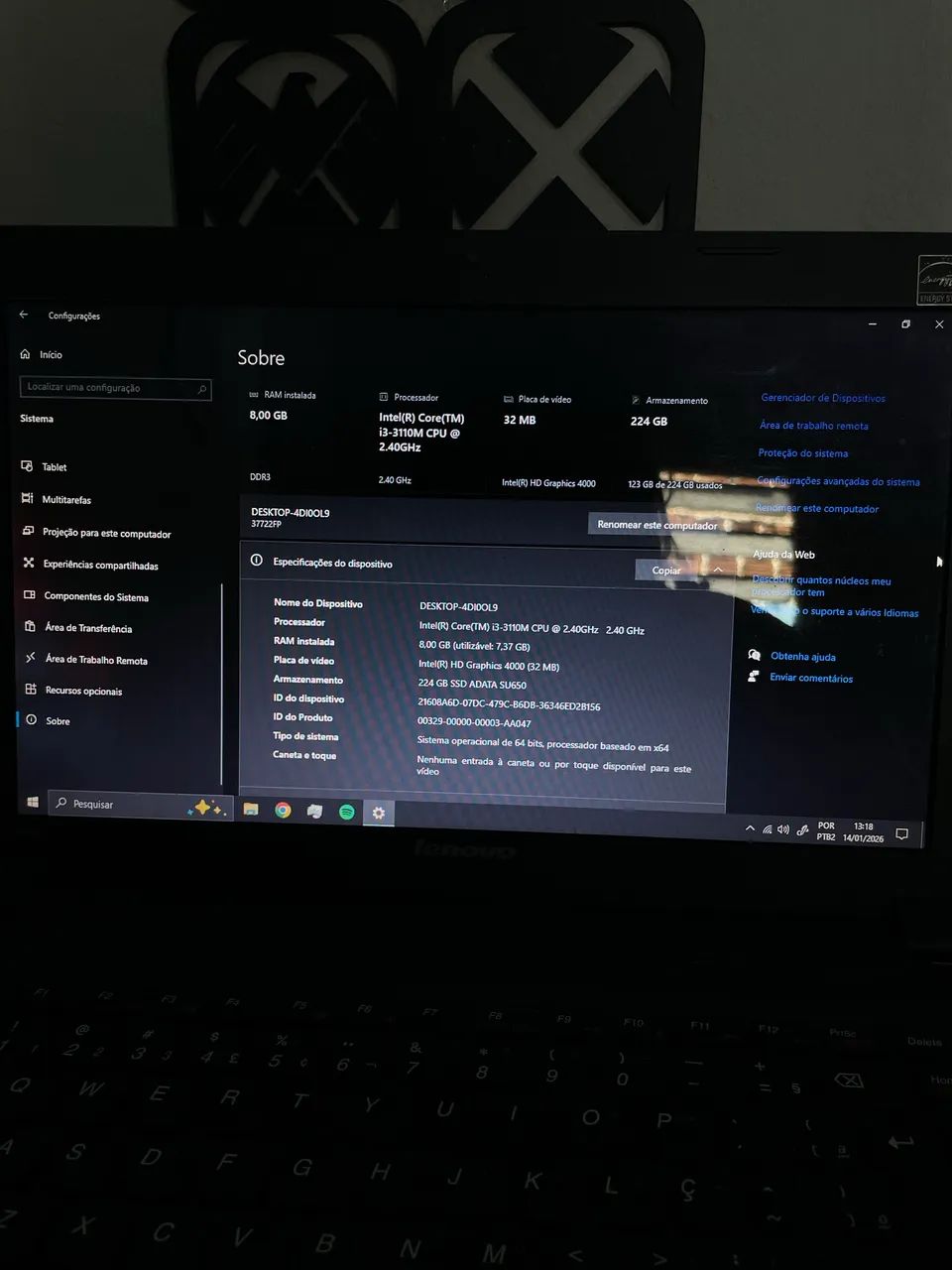 Notebook Lenovo B490 - I3 / SSD