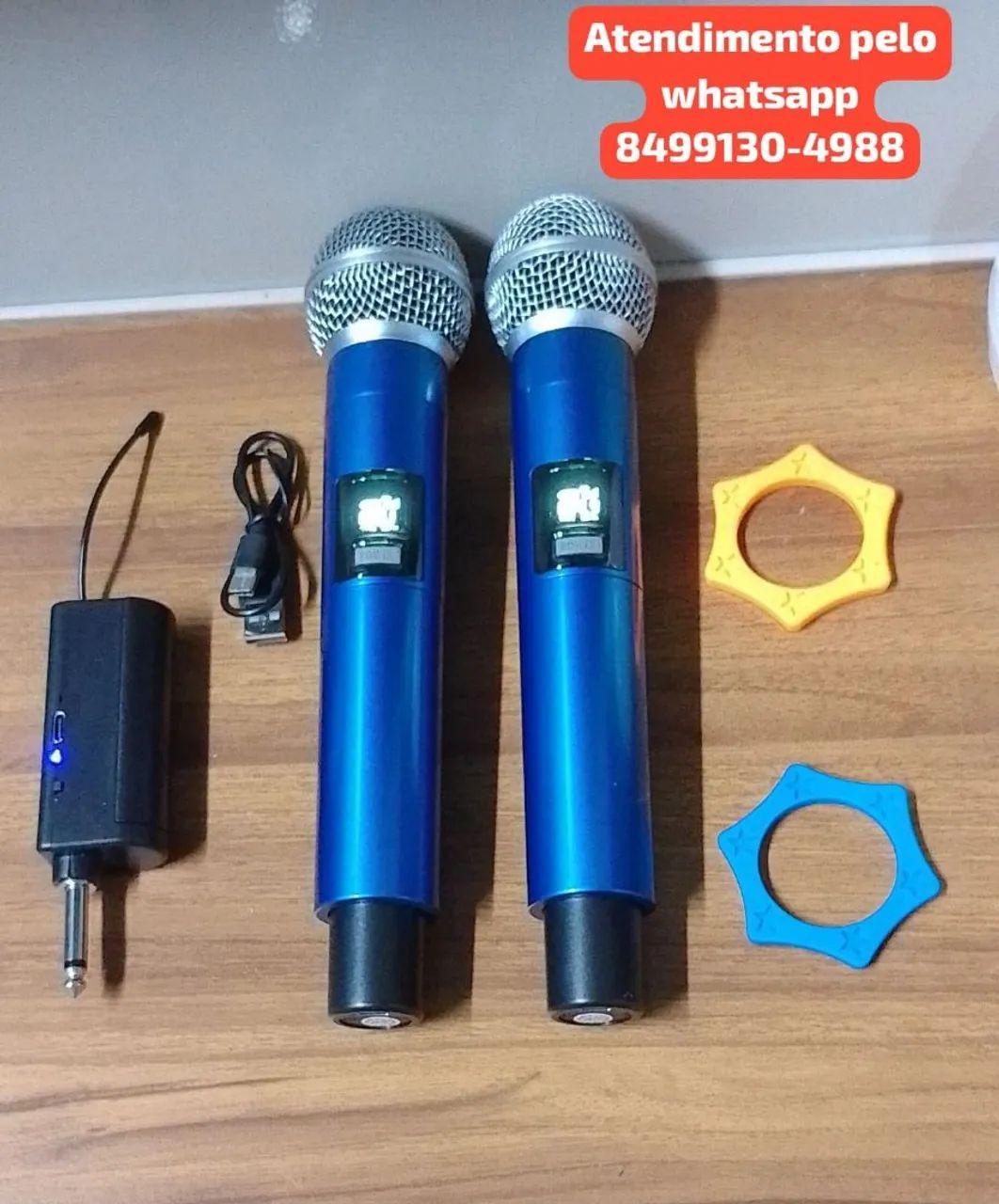 Microfone sem fio UHF profissional bateria recarregável 