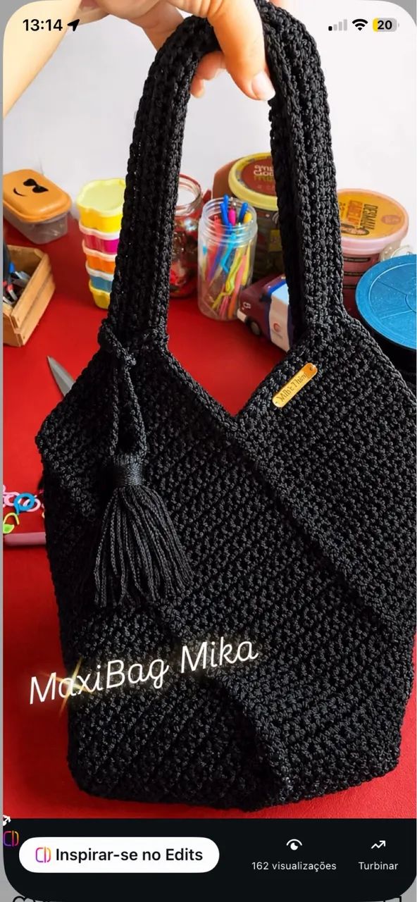 Bolsa de crochê máxi bag