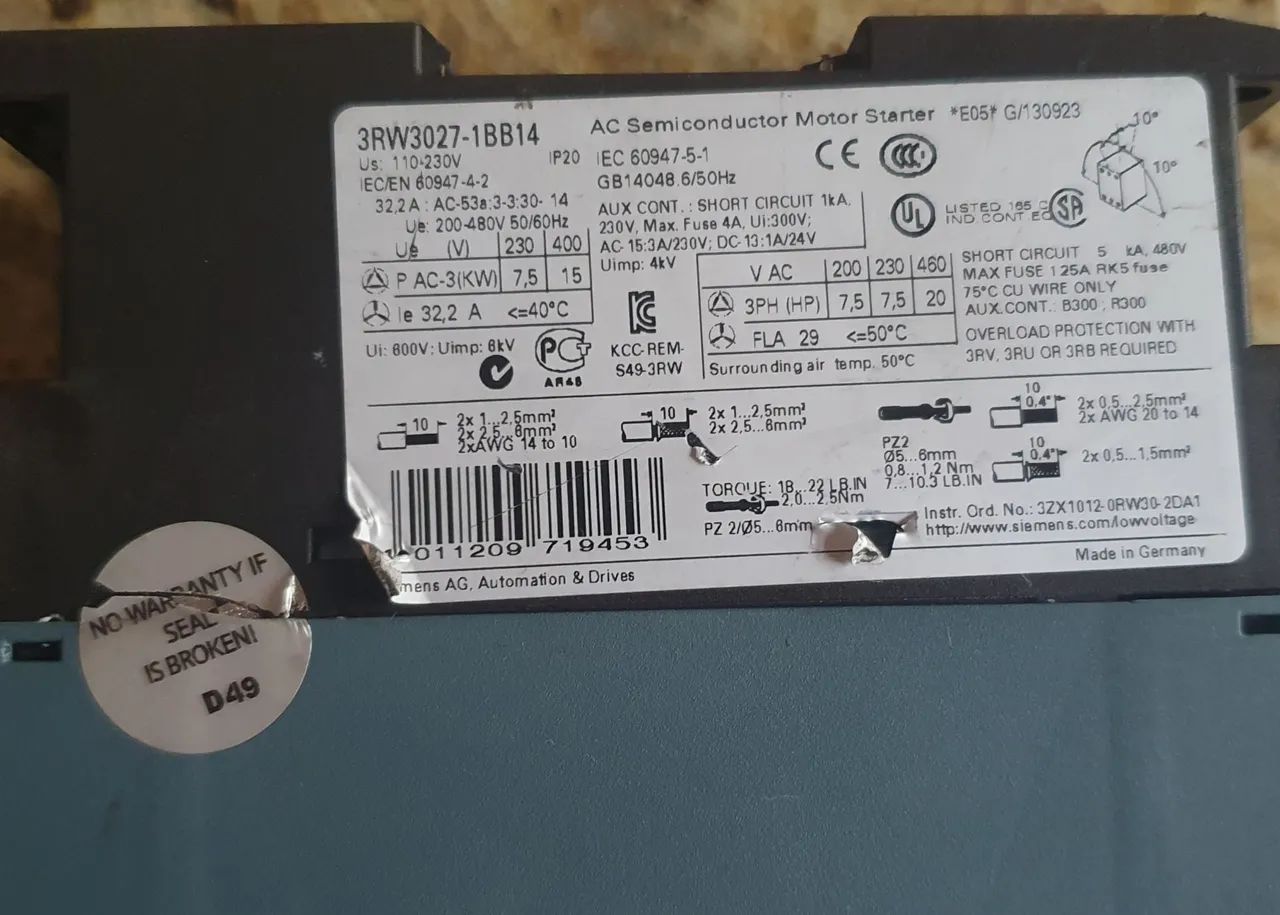 Soft Starter Siemens Sirius 3RW3027-1BB14 - Foto 4