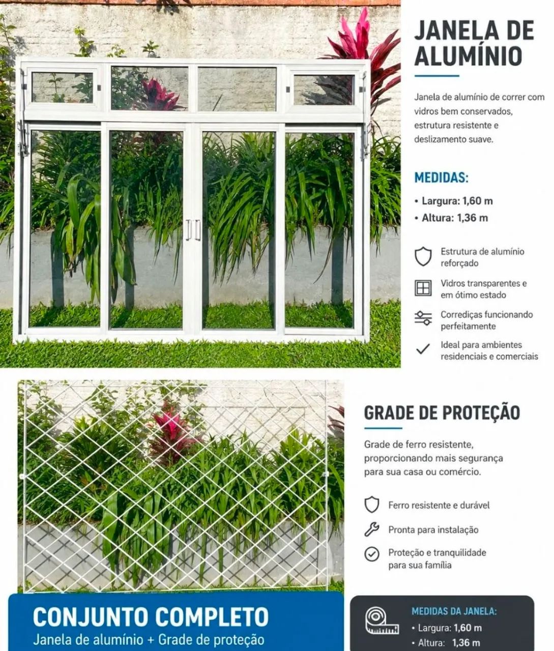 Janela de aluminio com grade