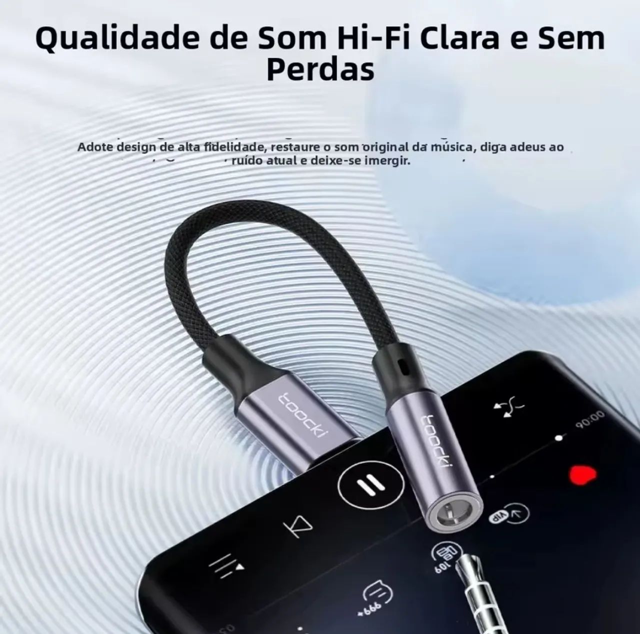 Adaptador de áudio Tipo C para 3,5mm Toocki - Foto 3